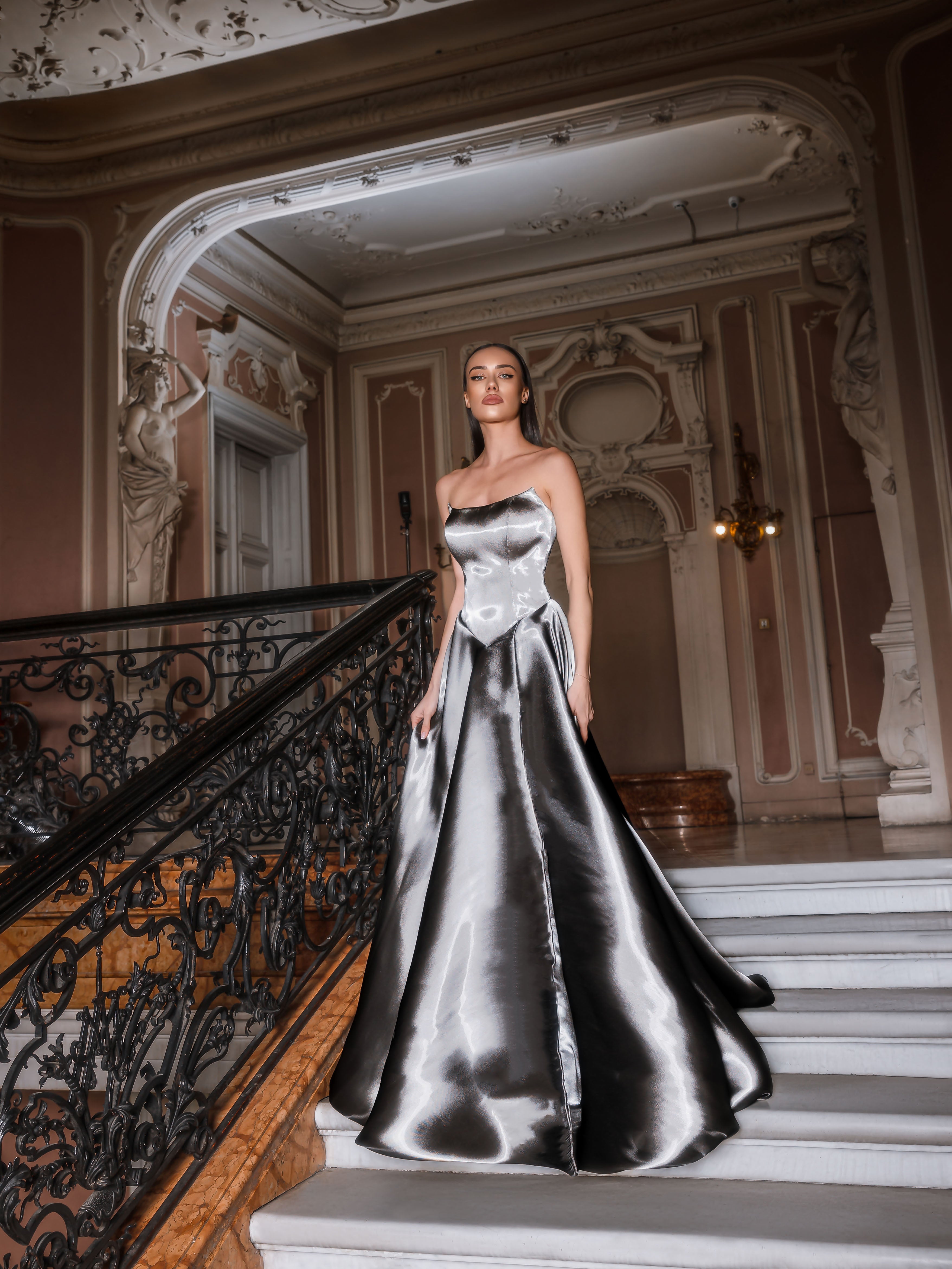knee length dresses for ladies Sg Liquid Metal DRESS1A-N (Chrome Finish) Dress by Sergio Gutierrez