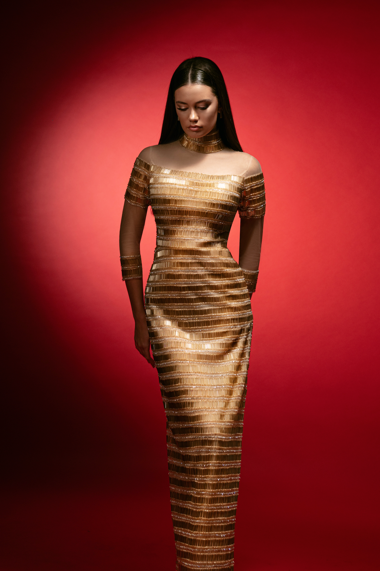 evening dress shops in las vegas Hera Crystal Laced Gown by Classique Collection For Hire main image 1
