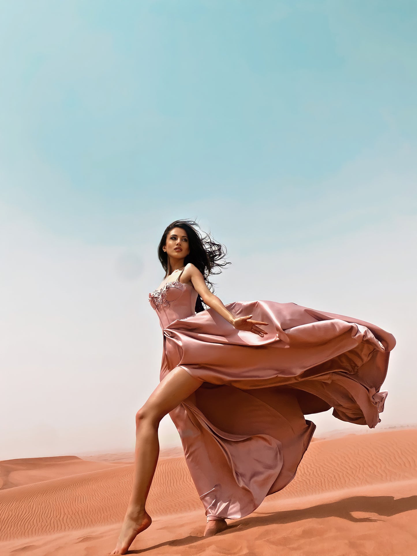 Desert Dust | Розова Сатенена Рокля